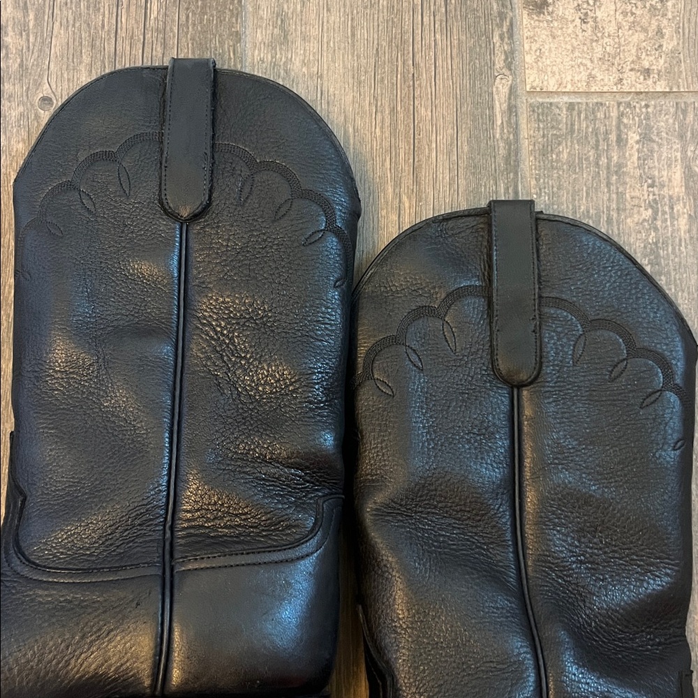 VINTAGE LARRY MAHAN Leather Cowboy Boots 11 D - Picture 12 of 15
